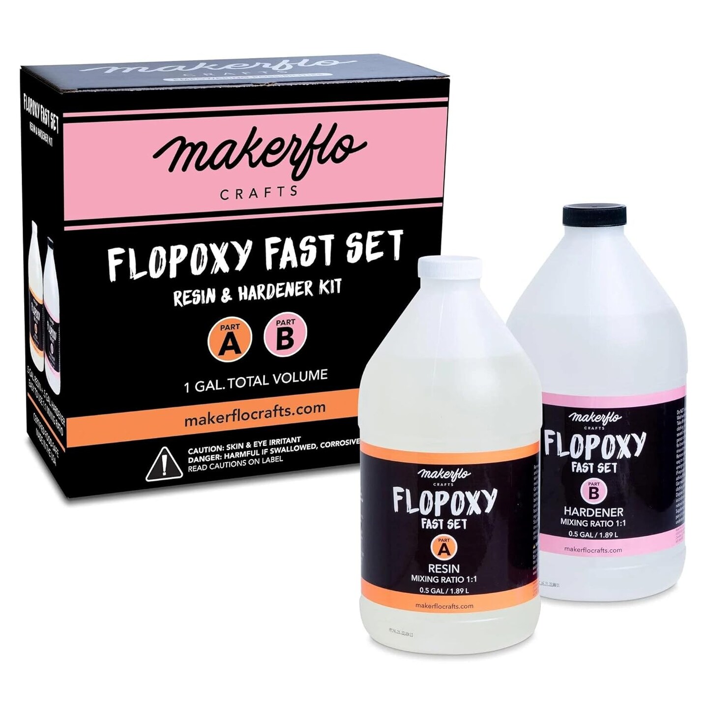 Makerflo Flopoxy Fast Set -Resin and Hardener Epoxy Kit, No Yellowing, No Bubbles Casting Resin Perfect for Jewelry Making Molds Crafts DIY Gifts