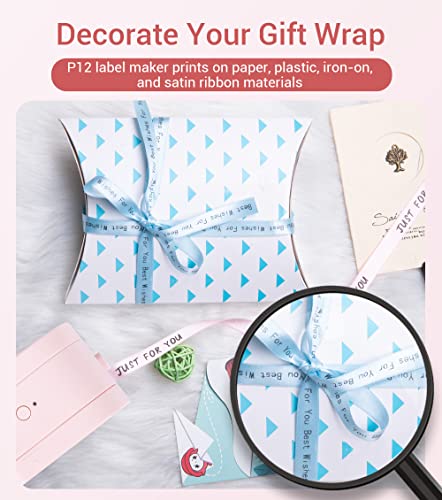 Label Makers - Label Maker Machine with Tape P12, Bluetooth Label Maker for Home Organization, Mini Label Printer with Tape 12mm x 4m, Sticker Maker Support Color Printing and Font, with Label