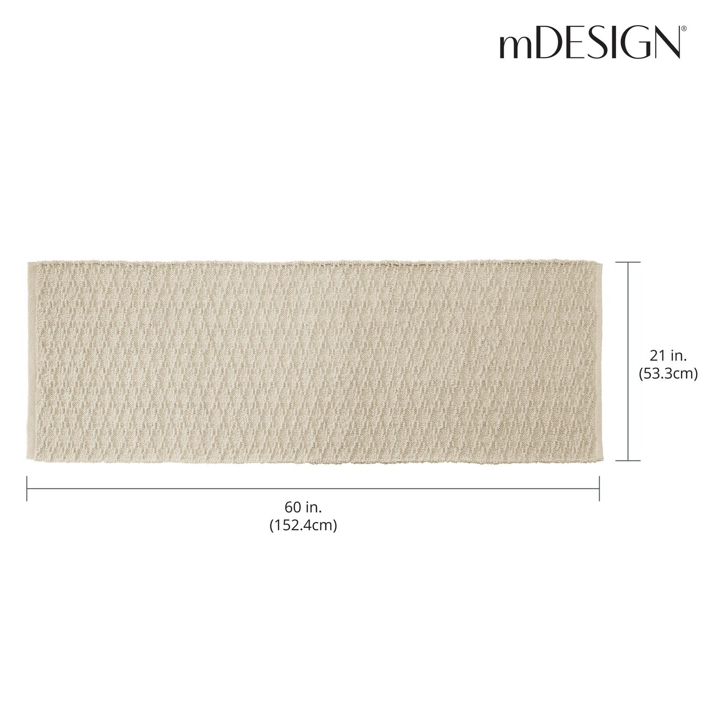mDesign Bathroom Cotton Rectangular Rug, Long Runner, 60" x 21"