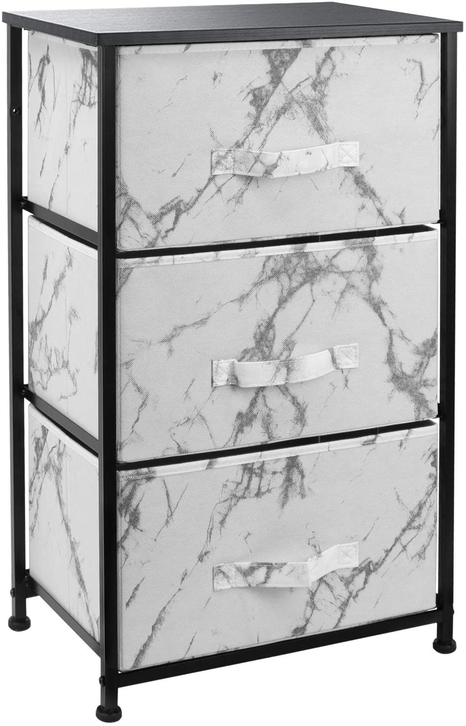 Sorbus Dresser with 3 Drawers - Bedside Furniture &#x26; Accent End Table Chest for Home, Bedroom Accessories, Office, College Dorm, Steel Frame, Wood Top, Fabric Drawers