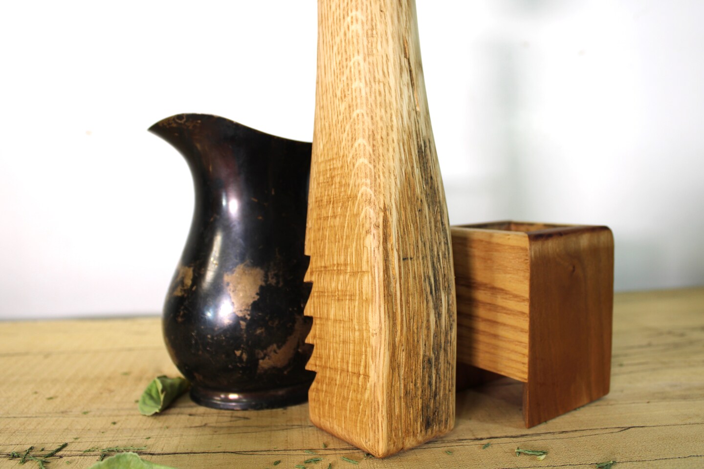 Oak Hand Carved Bud Vase, Single Stem Flower Wooden Display Vase - image9