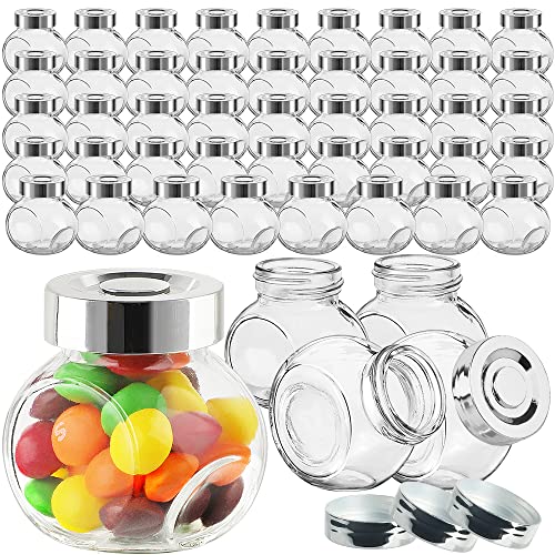 Syntic 49 Pcs Small Glass Favor Jars with Lids, 1.5 oz Mini Candy Jars for Wedding Favors, Baby Shower, Gift Jars for Honey, Spice, Sugar Scrub, Body Butter, Jam, Herbs