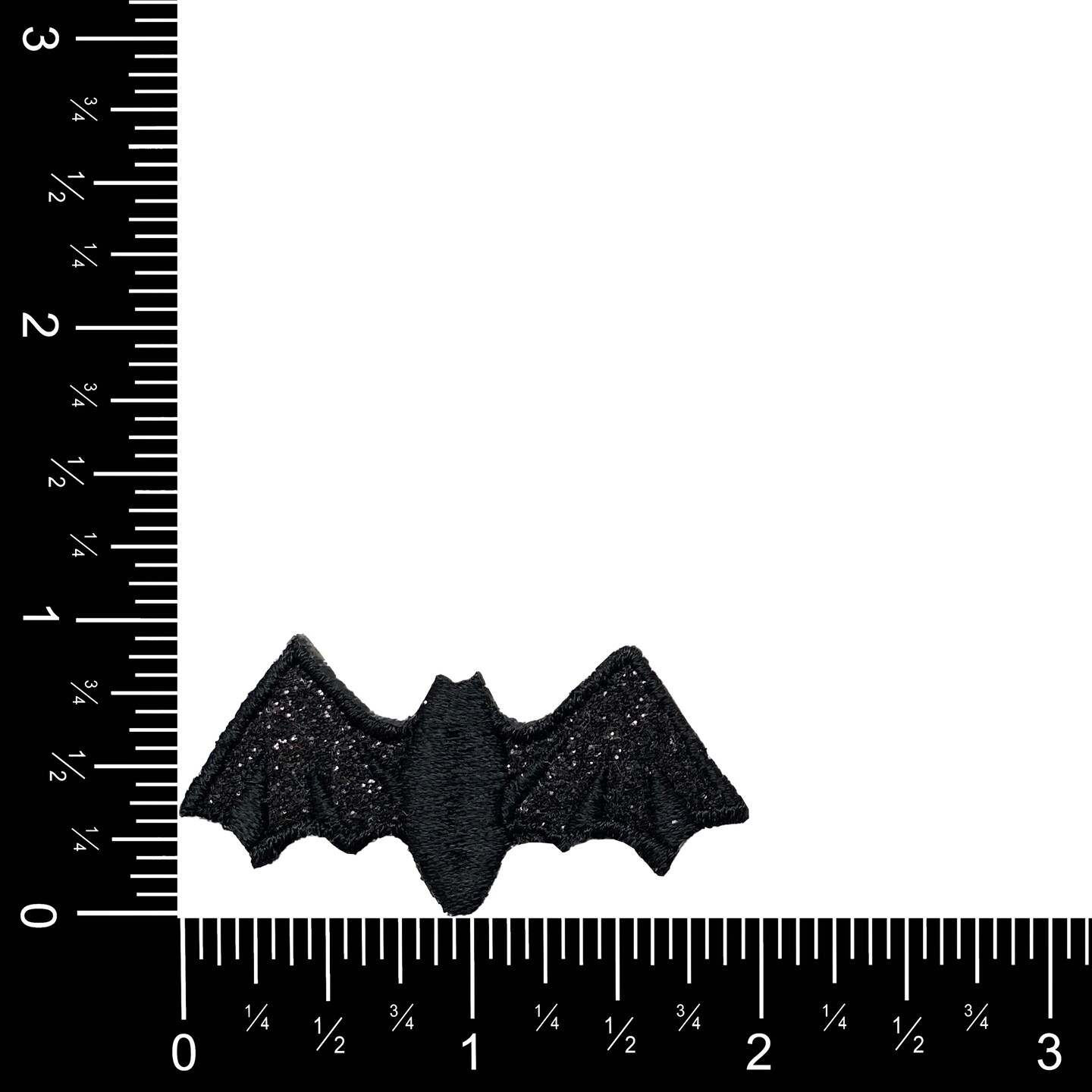 2 inch Black Glitter Bat, Halloween, Embroidered, Iron on Patch
