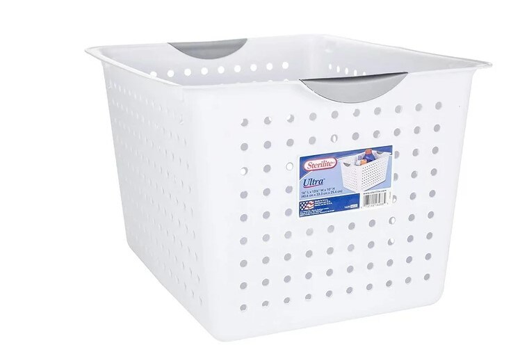 White Large Plastic Deep Ultra Storage Basket Tote (6 Pack)