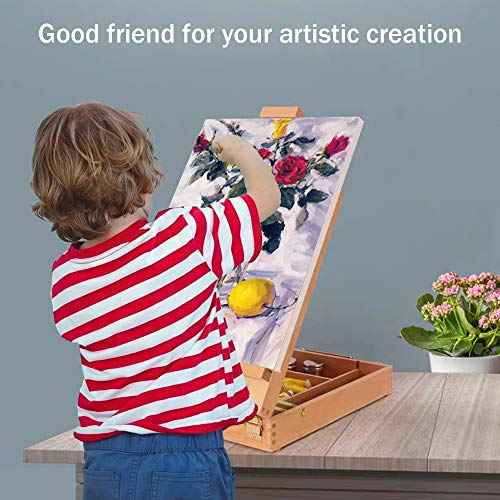 Miratuso Tabletop Easel Art Easel Desktop Easel for Painting Premium Wooden Sketchbox Easel Desktop Painting Easel for Student Artist Beginner