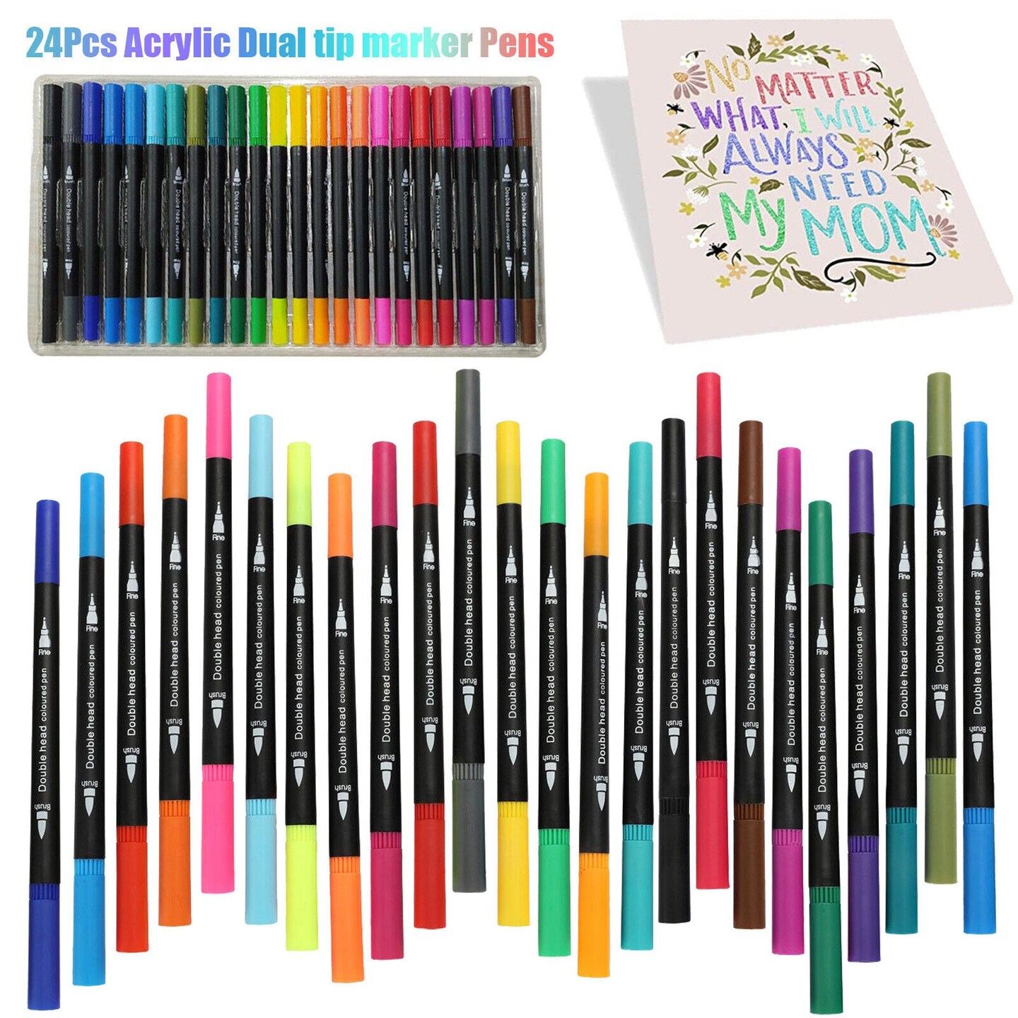 Dual Brush Tip Permanent Marker Paint Pens for Art Projects