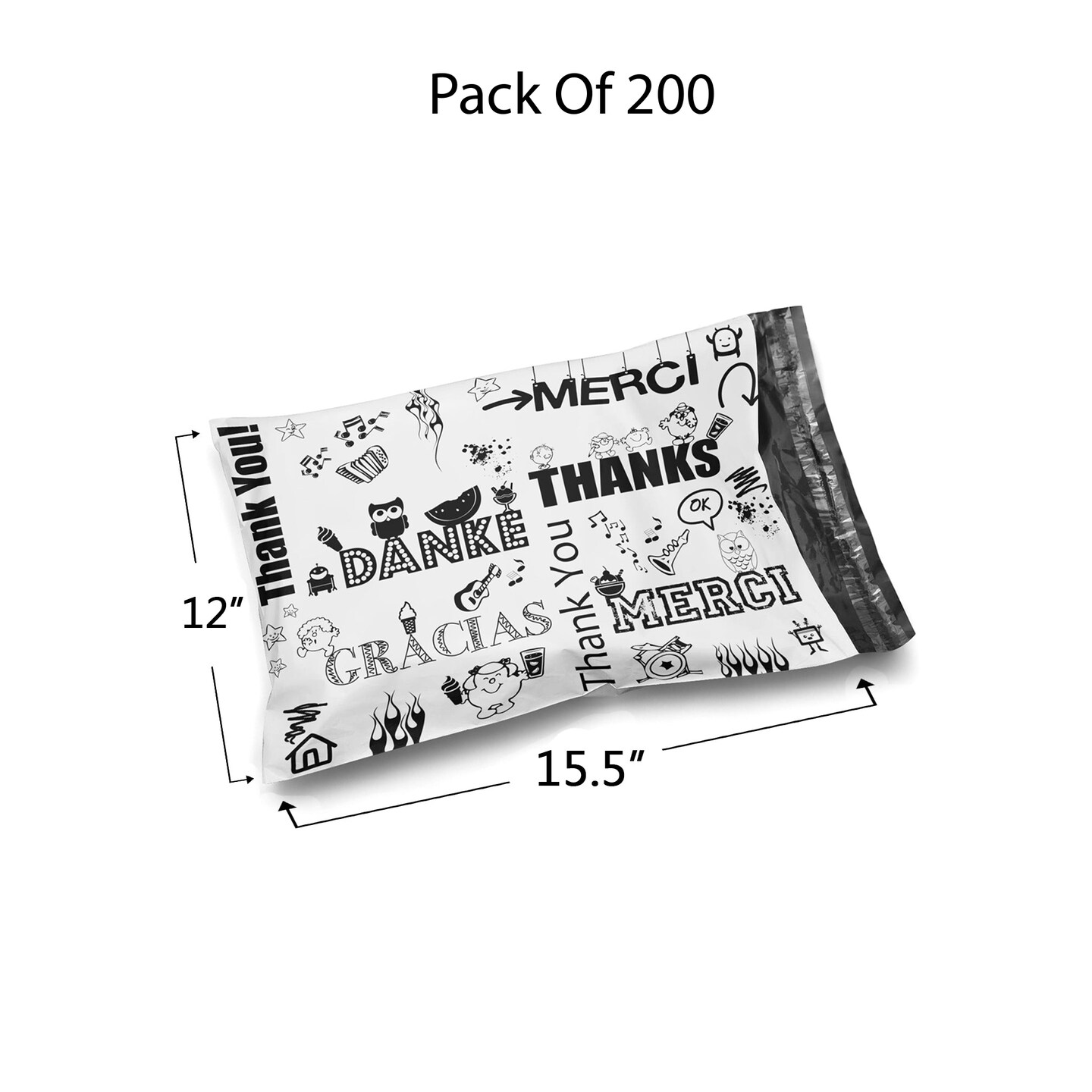 200 Count Glossy Poly Mailer Envelopes 6" x 9" for Premium Thank You Shipping Bags for Small Business