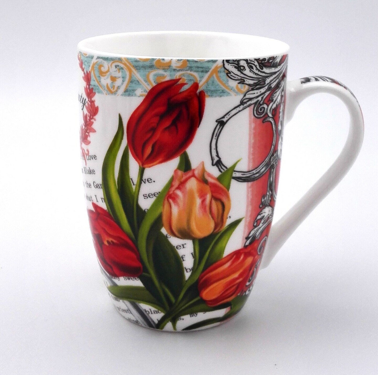 Classic Floral Design Coffee Mug Set of 4