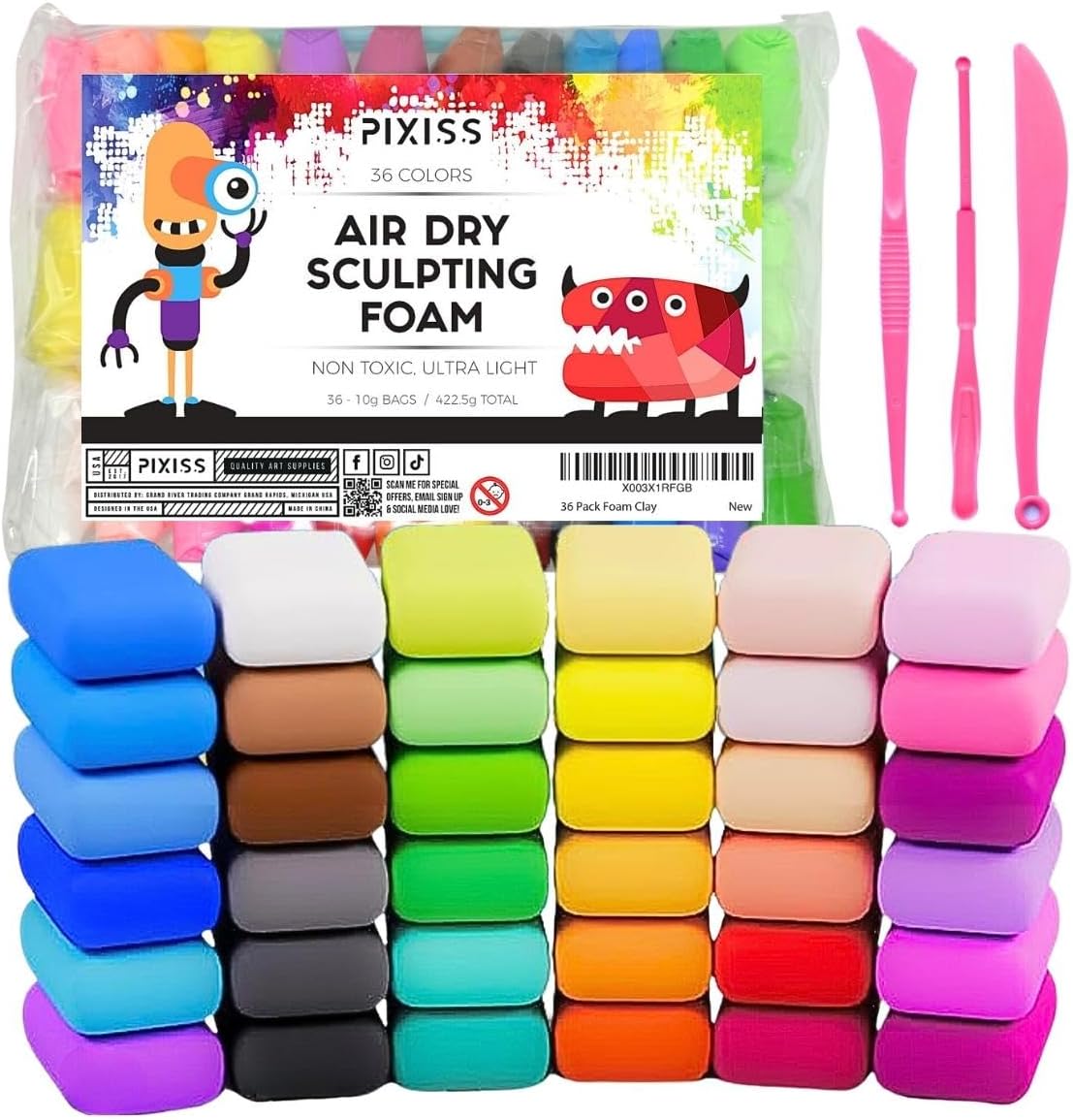 36 Color Air Dry Foam Clay for Sculpting and Cosplay Set - Ultralight,  Soft, and Pliable Air Dry Modeling Clay Clay Foam for All Ages - Safe and  No