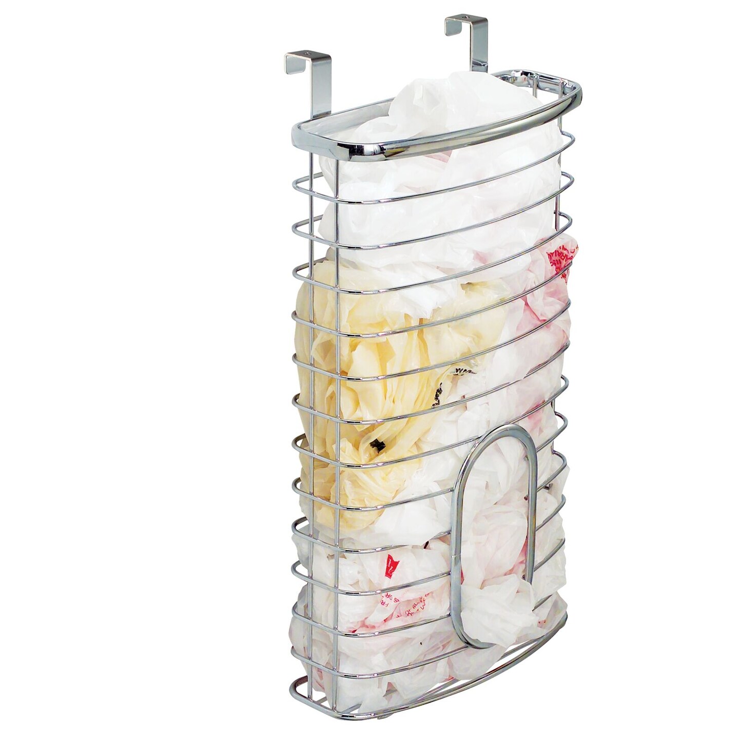 mDesign Metal Over Cabinet Kitchen Storage Basket, Holds 50 Plastic Bags