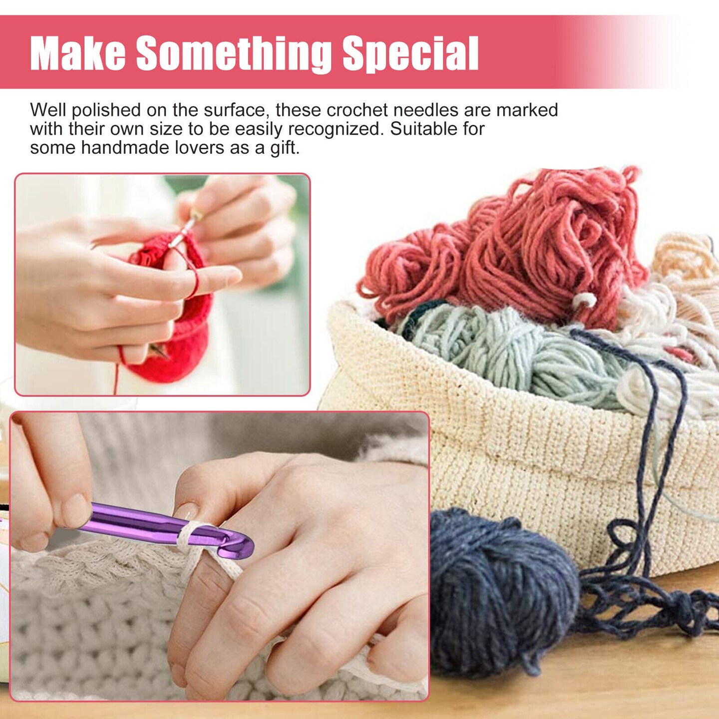 73Pcs Crochet Kit with Hooks, Needles, Yarn, and Tote Bag