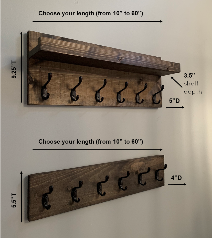 Wood Coat Hook Rack, Entryway Key Hook Shelf, Rustic, Modern