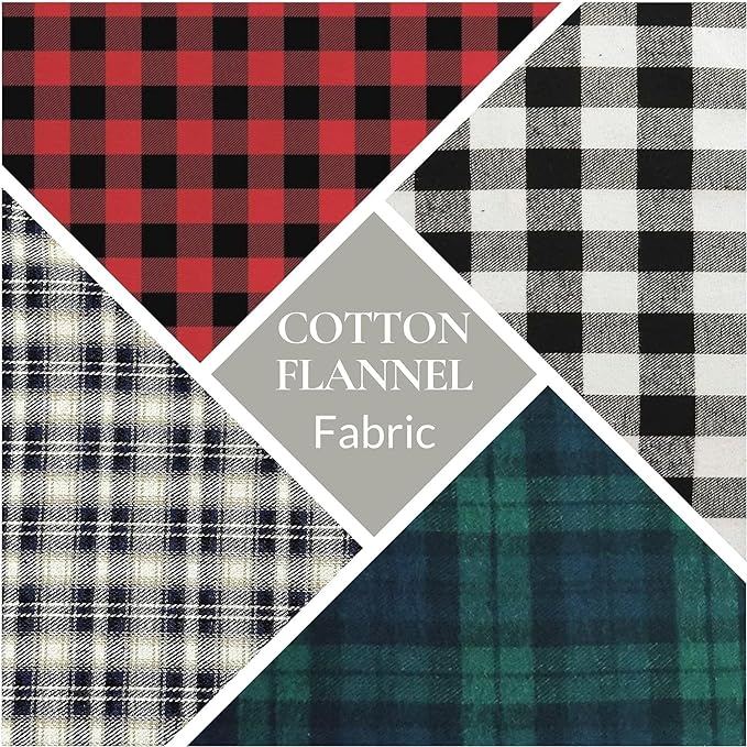 FabricLA 100% Cotton Flannel Fabric - 58/60&#x22; Inches (150 CM) - Cotton Tartan Flannel Fabric - Use as Blanket, Quilting, Sewing, PJ, Shirt, Cloth Flannel Craft - Blue Flannel Plaid, 10 Continuous Yard