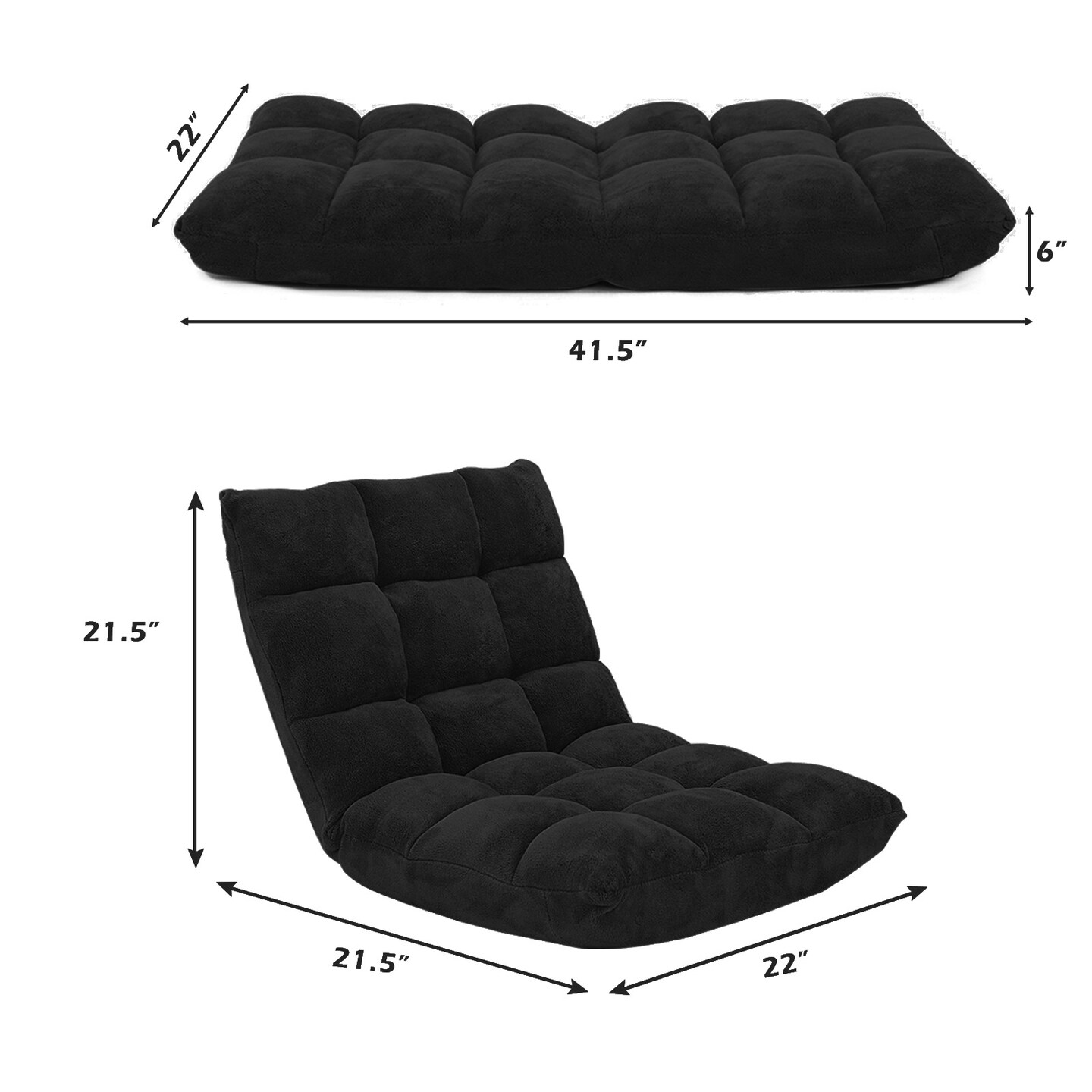 14-Position Adjustable Back Cushioned Floor Chair