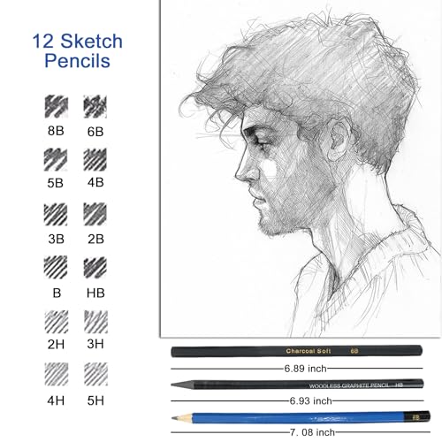 LUCYCAZ Drawing Sketch Set with Sketching, Graphite and Charcoal Pencils,  Art Kit and Supplies for Kids, Teens and Adults