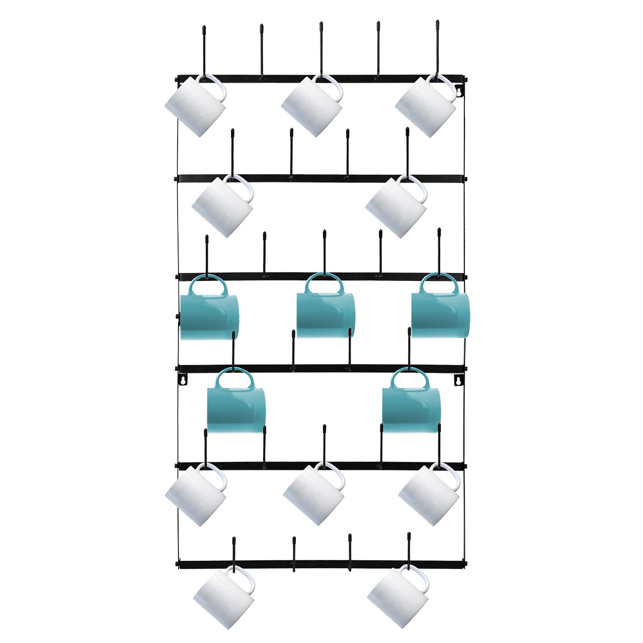 Sorbus Metal Coffee Mug Rack - Large 6 Row Wall Mounted Storage Display ...