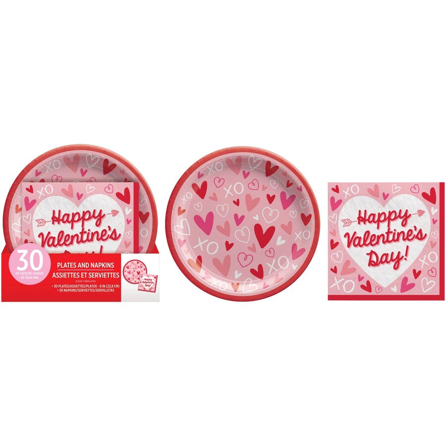 Pink Valentine&#x27;s Day Napkins and Plates