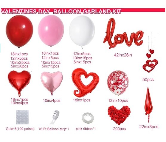 Valentines Day Love Ballons, 40 Inch Large Pink Love Foil Balloons