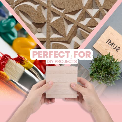 12-Pack) - 4” x 4” Wooden Blocks for Crafts - 1-Inch Thick Square MDF  Blocks - Smooth Surface with Wood Grain Pattern - Highly Customizable Blank  Wood Squares