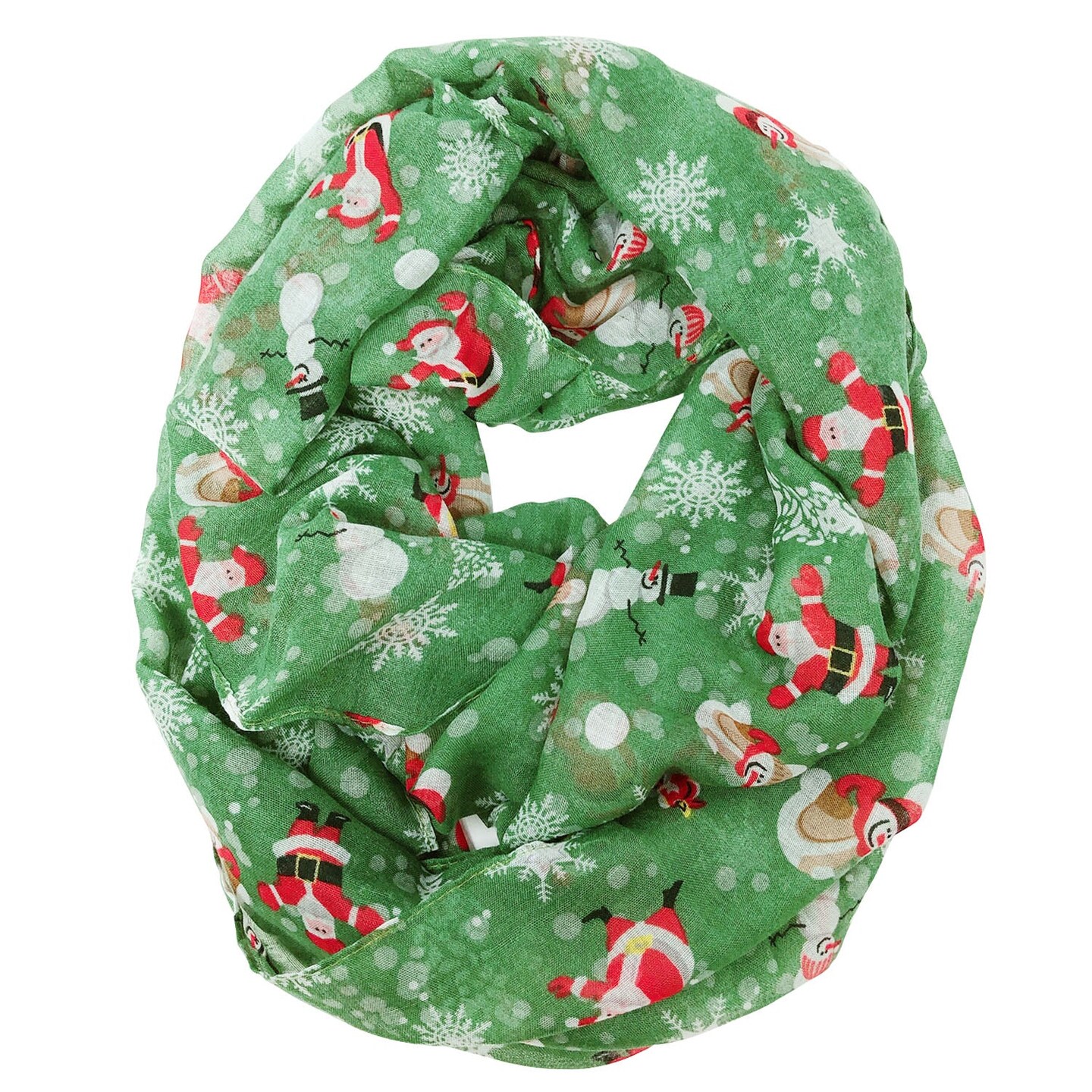 Wrapables Lightweight Winter Holiday Infinity Scarf, Santa &#x26; Snowman