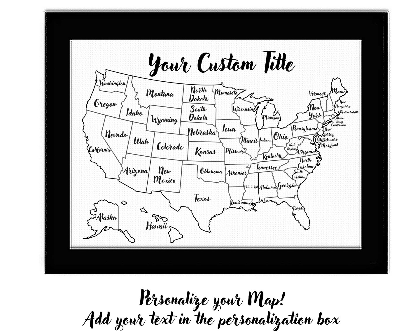 Push Pin Map, Personalized Travel Map, USA, United States, Second