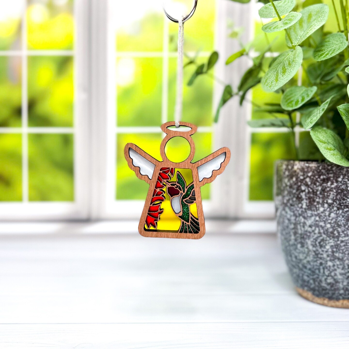 3.5&#x22; (H) Ruby-Throated Hummingbird Ornament - Handcrafted in Texas - Mother&#x27;s Angels&#xAE; Figurine - Mother&#x27;s Day Gifts
