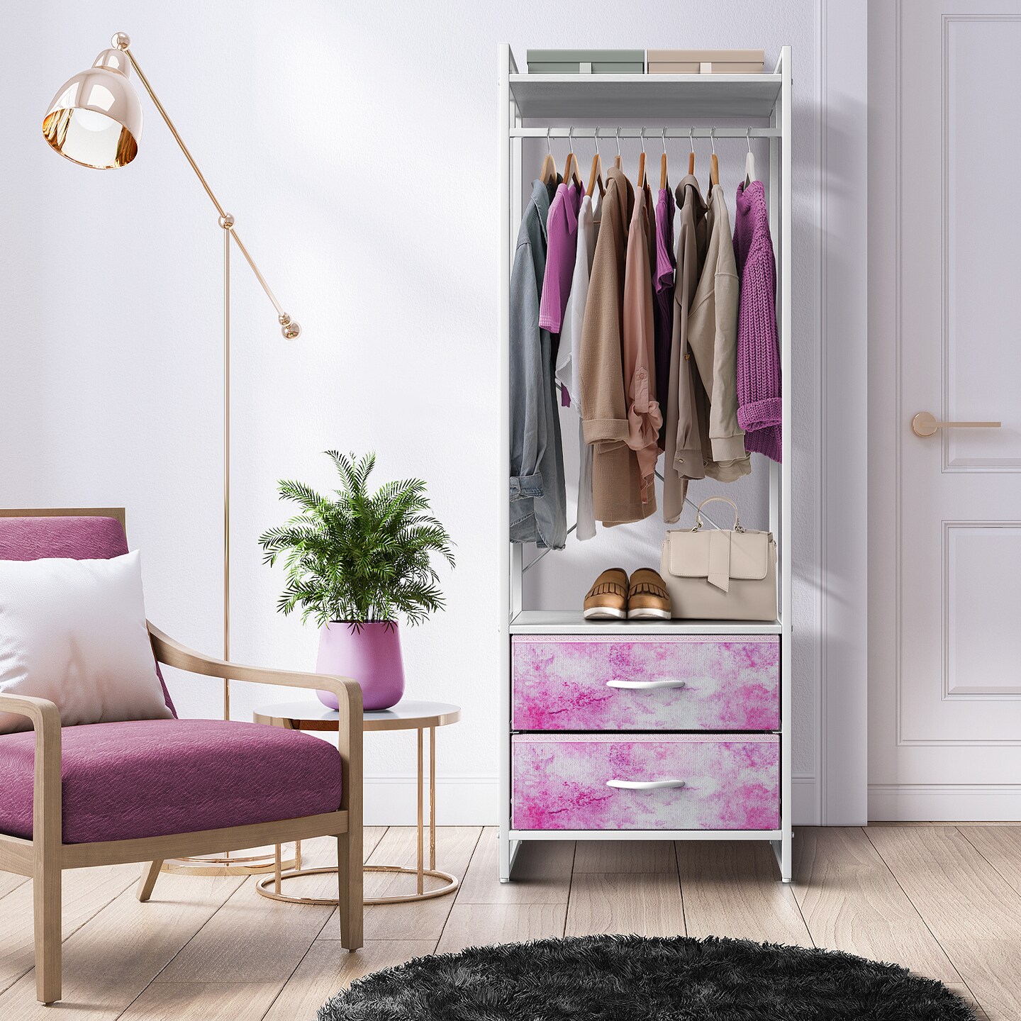 Sorbus Clothing Rack with Drawers - Clothes Stand Dresser - Wood Top, Steel Frame, & Fabric Drawers - Tall Closet Storage Organizer - Garment Rack for Hanging Shirts, Dresses, & Jackets