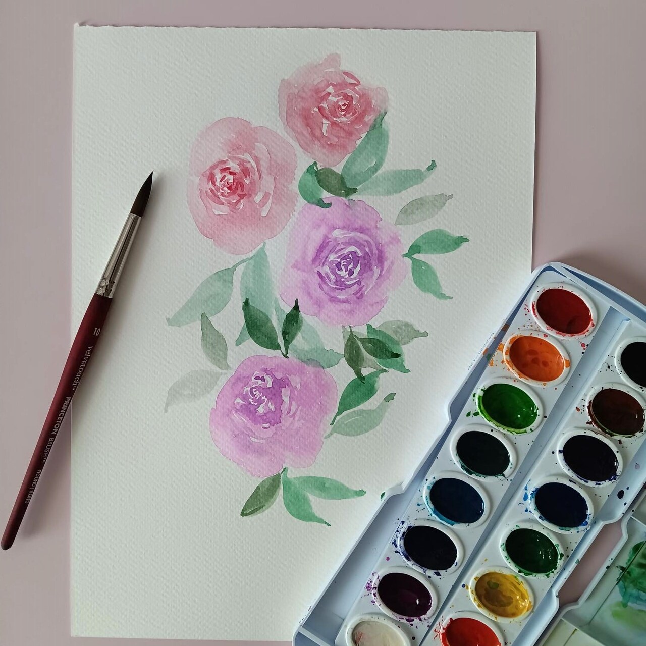 Paint roses for your Valentine- watercolor roses