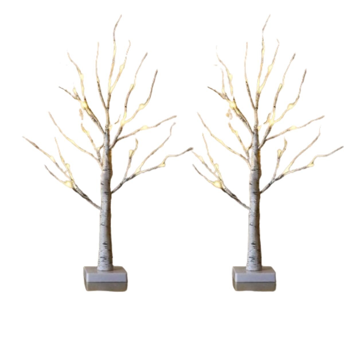 Lighted Birch Tree for Home Decorations Set of 2