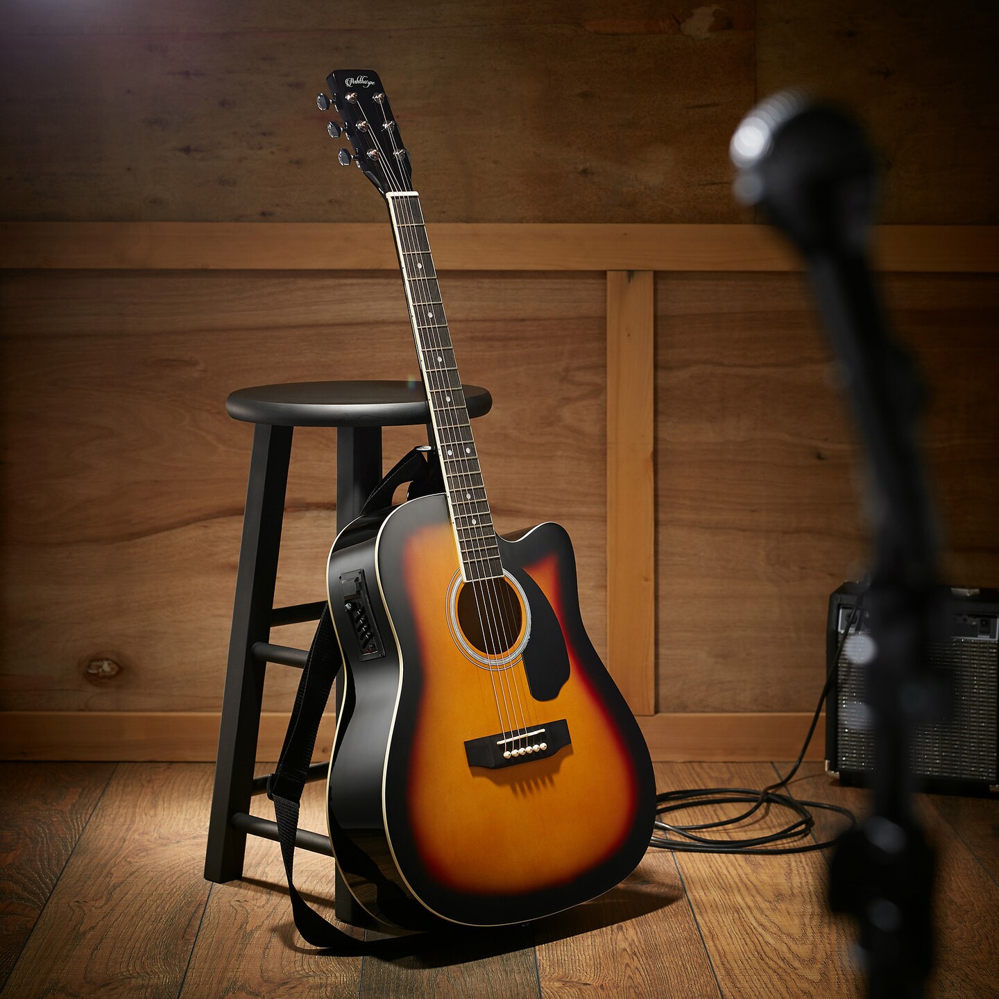 Ashthorpe Full-Size Dreadnought Cutaway Acoustic-Electric Guitar Bundle - Premium Tonewoods