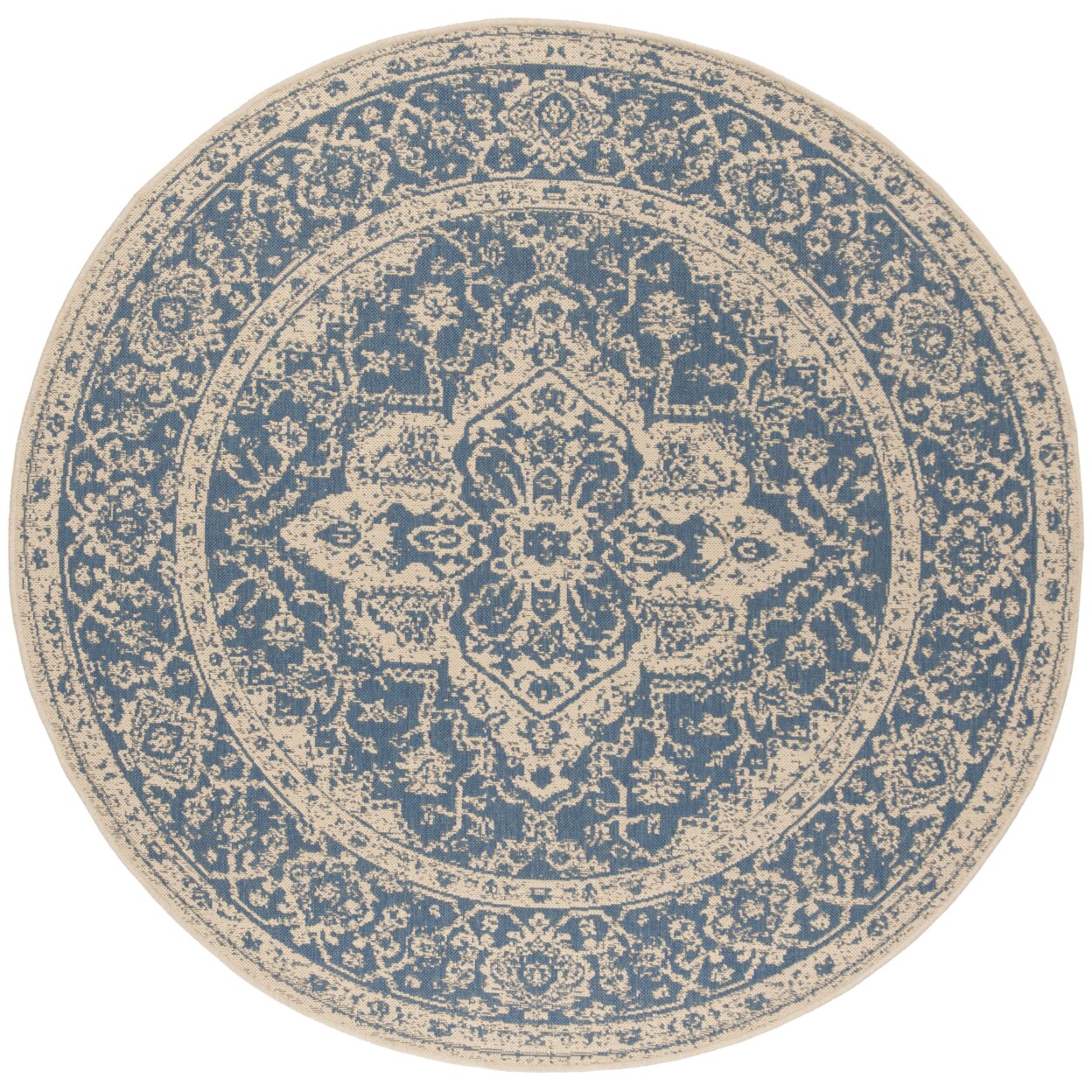 Safavieh Indoor Outdoor Bhs137M Beach House Blue / Creme Rug Transitional