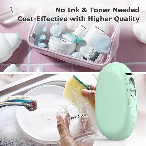 SUPVAN E10 Bluetooth Label Maker Machine with Tape, Continuous Waterproof Label, Versatile App with 35 Fonts and 1k+ Icons, Inkless Labeler for Home, Kitchen, School, Office Organization, Green