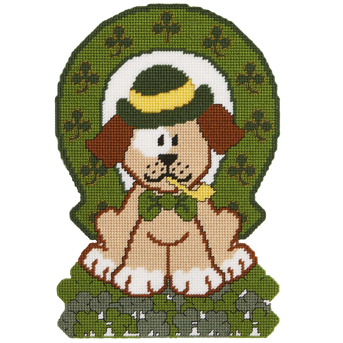 Herrschners  Lucky Irish Pup Wall Hanging Plastic Canvas Kit