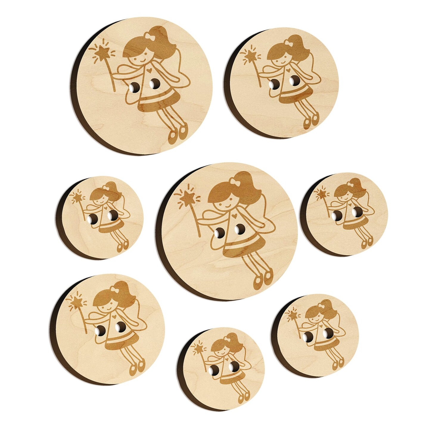 Sweet Fairy with Wand Wood Buttons for Sewing Knitting Crochet DIY Craft