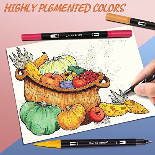 Mogyann Coloring Markers Set for Adults - 72 Colors Dual Brush Pen Art  Markers for Adult Coloring, Writing and Calligraphy, Drawing, Sketching