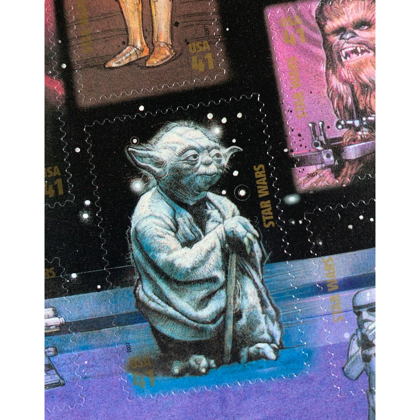 Star Wars U.S. Stamp Sheet in 16x14 Wood Frame