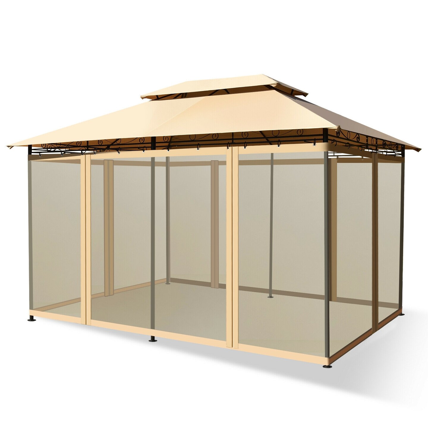 Tent Canopy Shelter with Removable Netting Sidewall