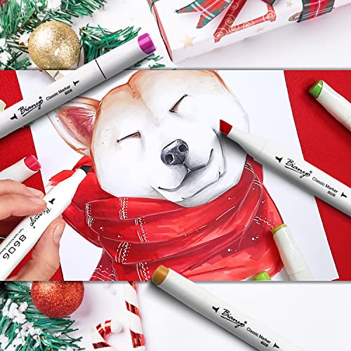 72 Primary Colors Alcohol Markers Set, Double Tipped Bullet & Chisel Art Marker Set for Coloring, Drawing, Sketching, 71 Classic Colors+1 Blender+1 Swatch+1 Purple Travel Case