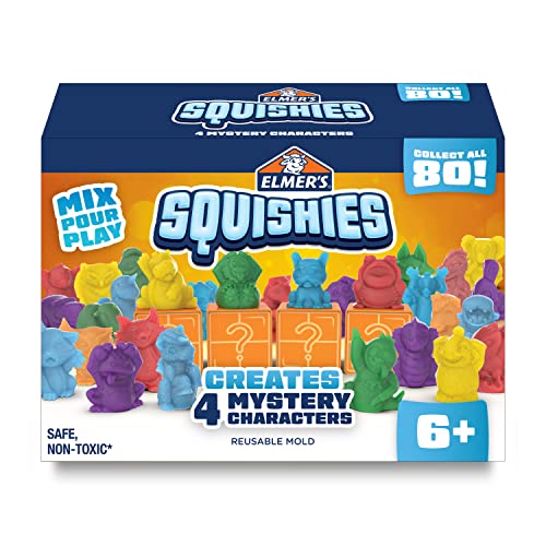 Elmer’s Squishies Kids’ Activity Kit, DIY Squishy Toy Kit Creates 4 Mystery Characters, Kids Crafts and Art Supplies Christmas Gift for Kids,Stocking Stuffers, 24 Piece Kit