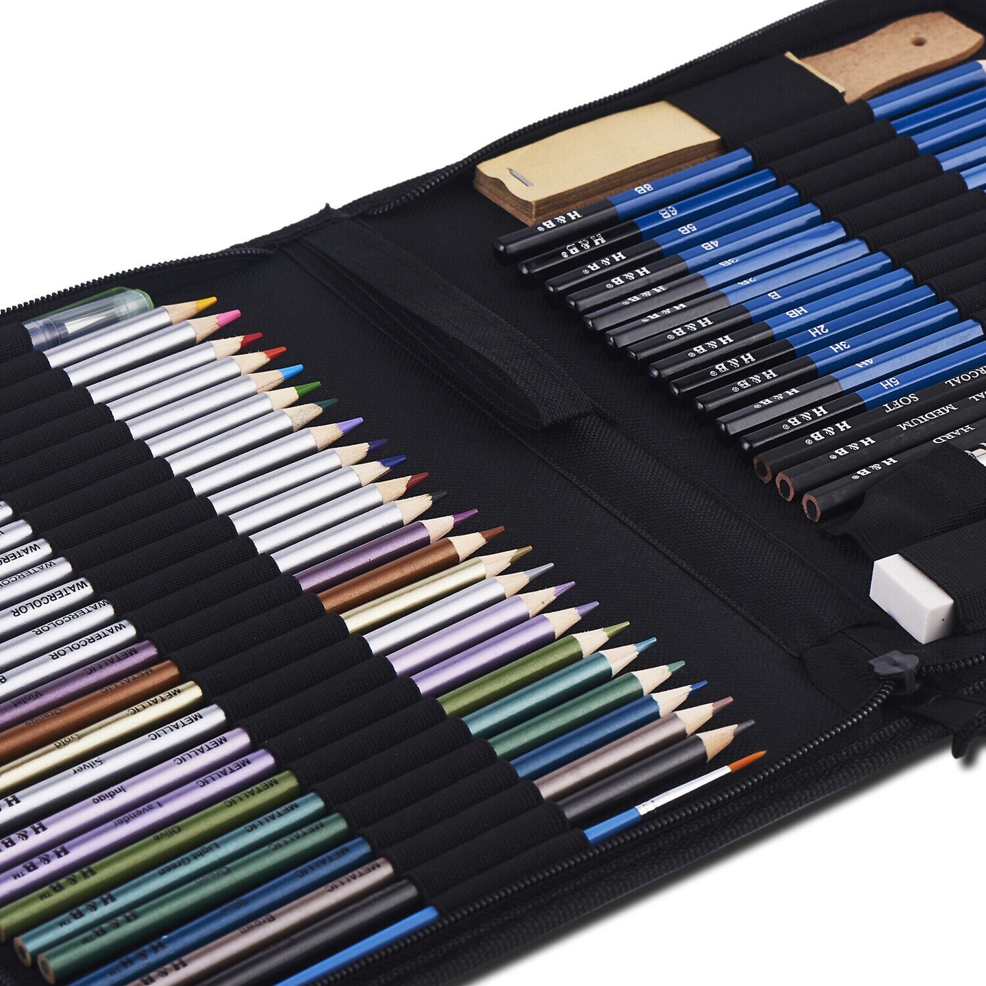 51-Piece Professional Drawing Set with Pencils, Sketch Charcoal, and Art Bag