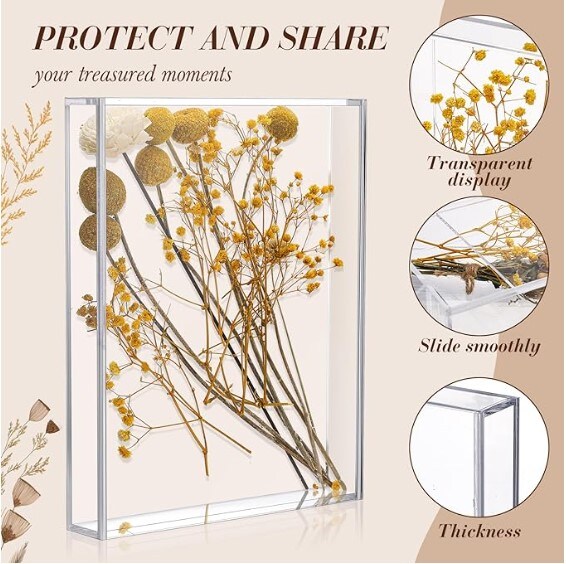 Shadow Box Frame DIY Clear Acrylic Display Box Wedding Memory Box Dried Flower Shadow Box Picture Photo Frame for Birthday Wedding Party (8 x 10&#x27;&#x27;)