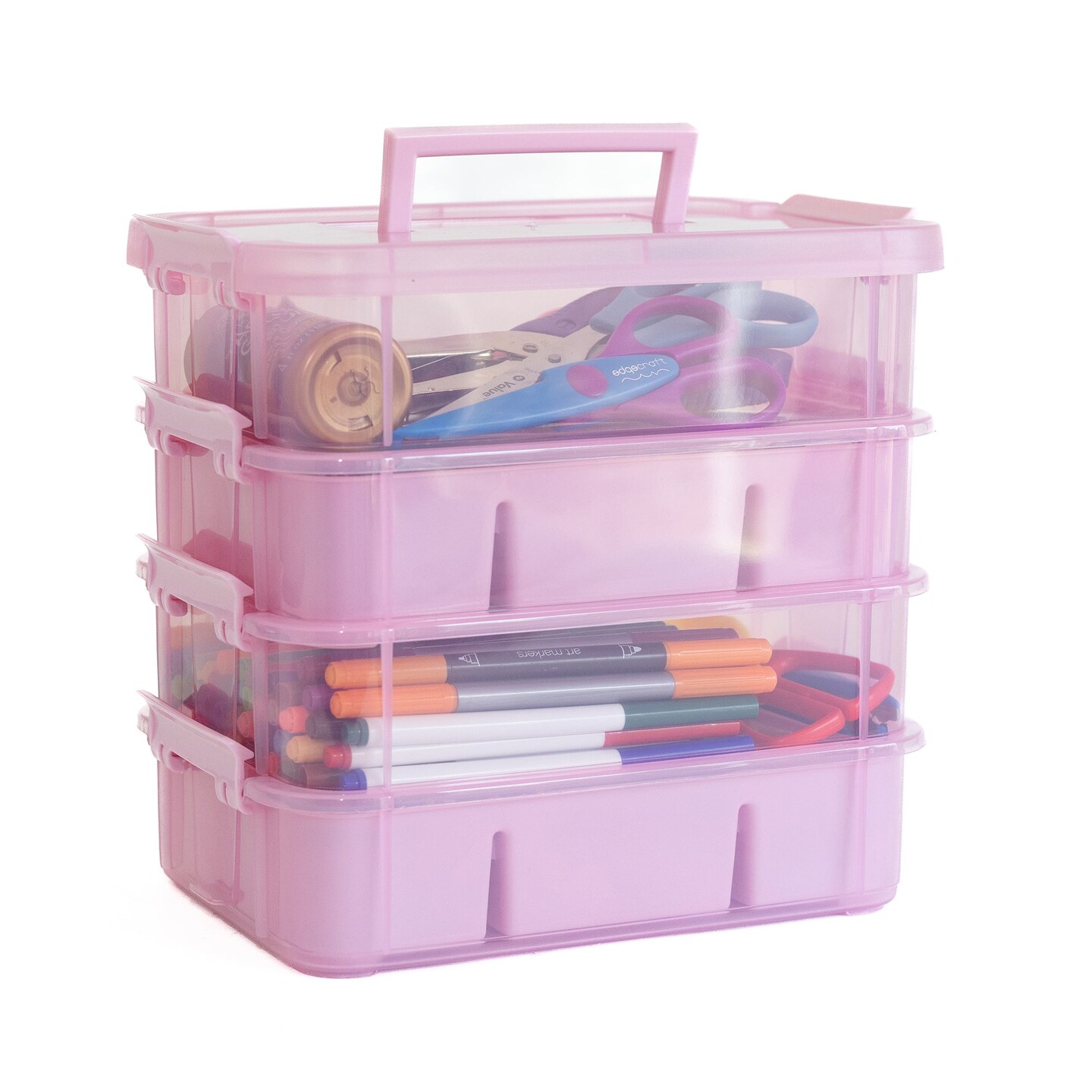 Everything Mary Pink Four Tray Plastic Organizer