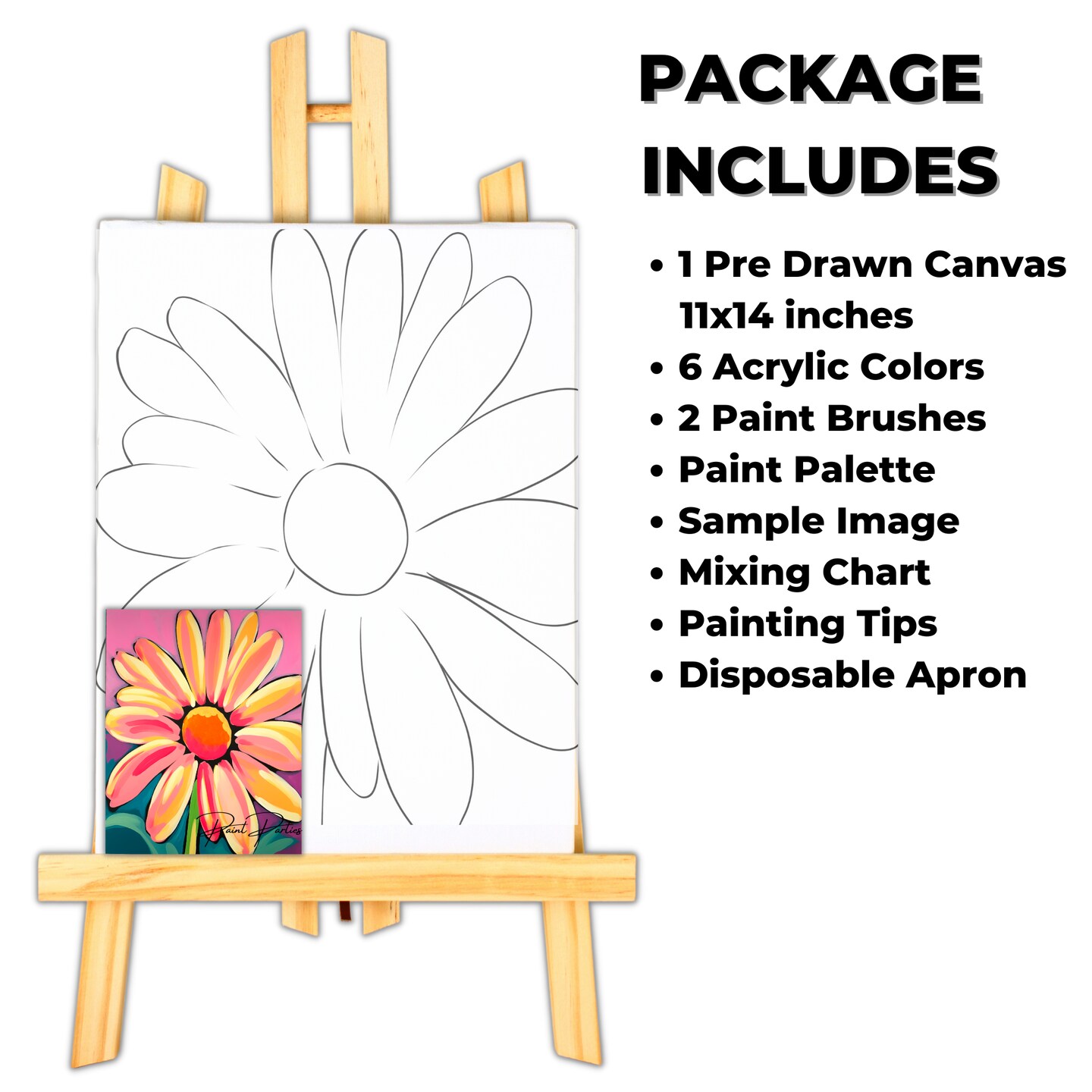 &#x22;Bright Sunflower&#x22; DIY Canvas Art Kit, Adult Beginner, Acrylic Paint Size 11x14 inch