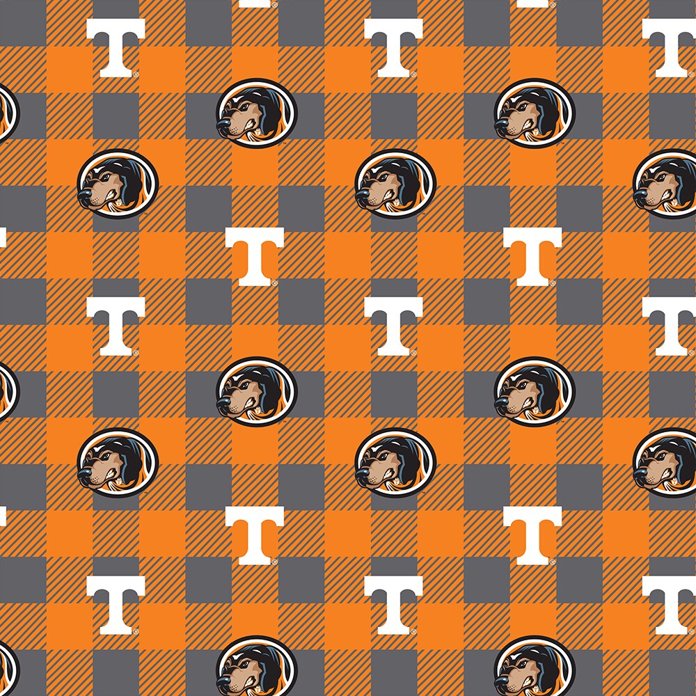 Sykel Enterprises-University of Tennessee Fleece Fabric-Tennessee Volunteers Buffalo Plaid Fleece Blanket Fabric-Sold by the yard