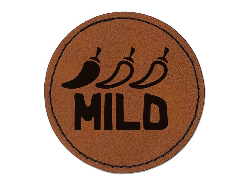 Flavor Mild Round Iron-On Engraved Faux Leather Patch Applique - 2.5&#x22;