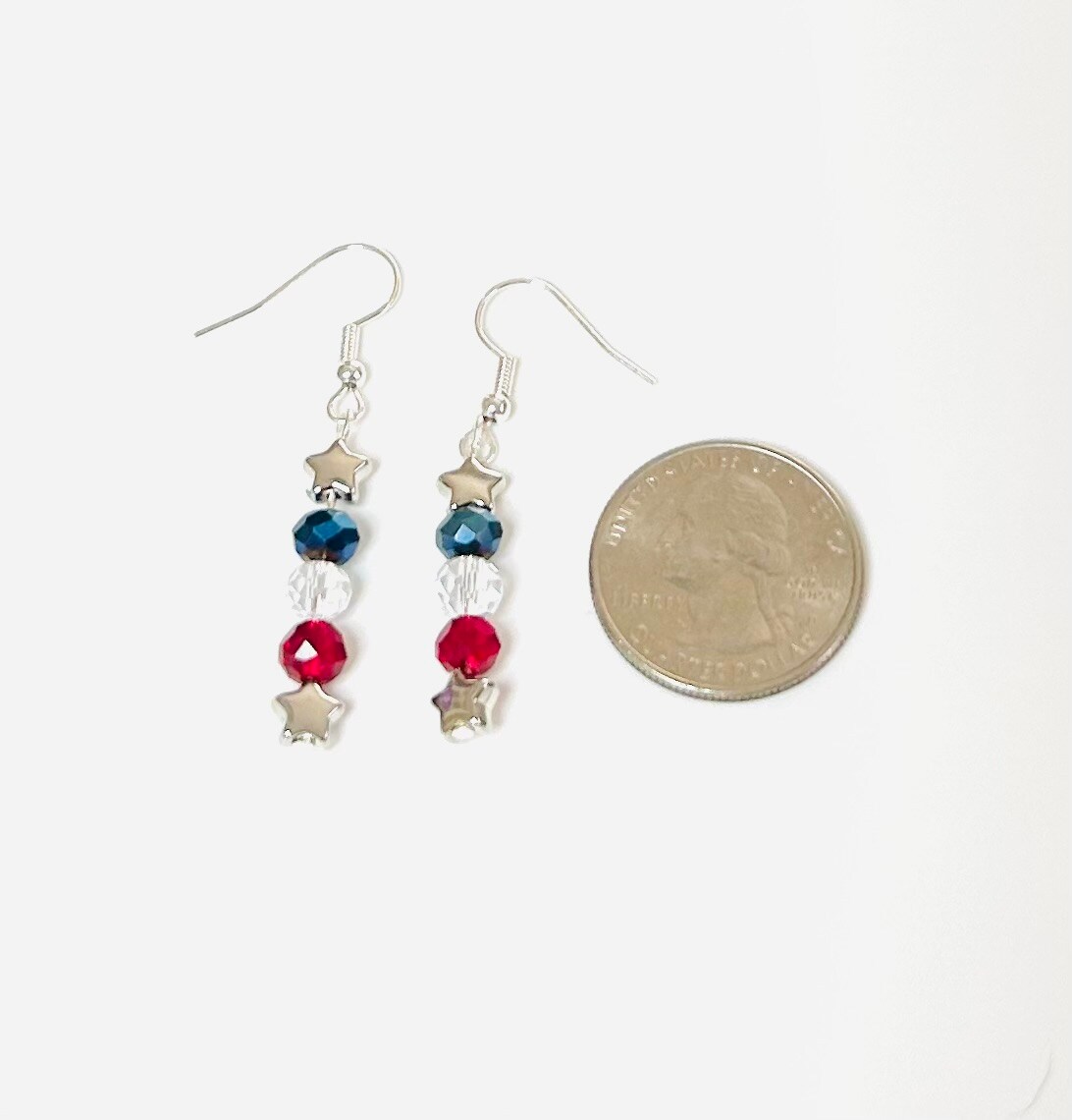 Red, white, and blue earrings with two stars product 4