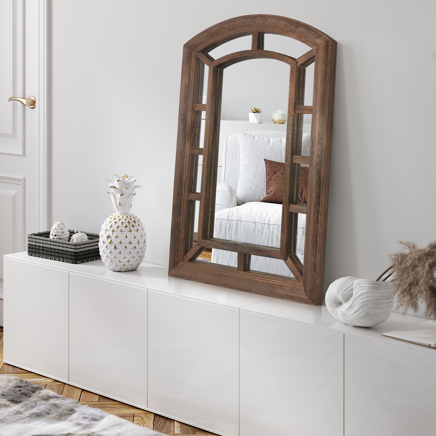 Americanflat Mirror in Natural Sycamore - Irregular Wall Mirror for Bathroom, Living Room, Entryway Hall, and Decorative Mirror for Bedroom