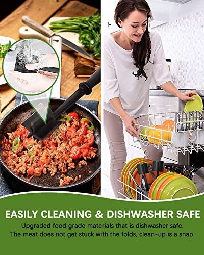 Meat Chopper, Heat Resistant Meat Masher for Hamburger Meat, Ground Beef Smasher, Nylon Hamburger Chopper Utensil, Ground Meat Chopper, Non Stick Mix Chopper, Mix and Chop, Potato Masher Tool