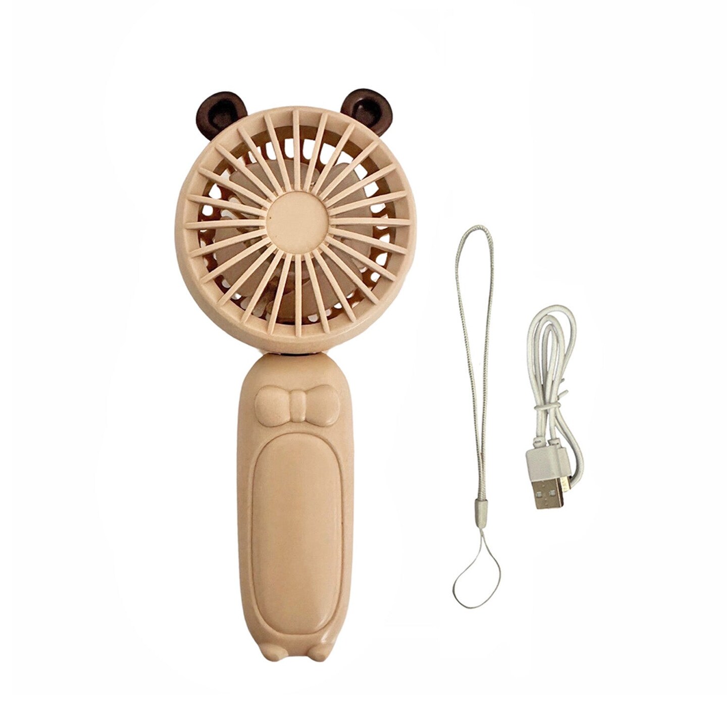 Wrapables Mini Portable Handheld and Desktop Rechargeable USB Fan, Beige Bear