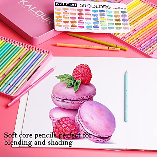 Colored Pencils Bulk 50 Macaron Colors Soft Core Coloring Pencils